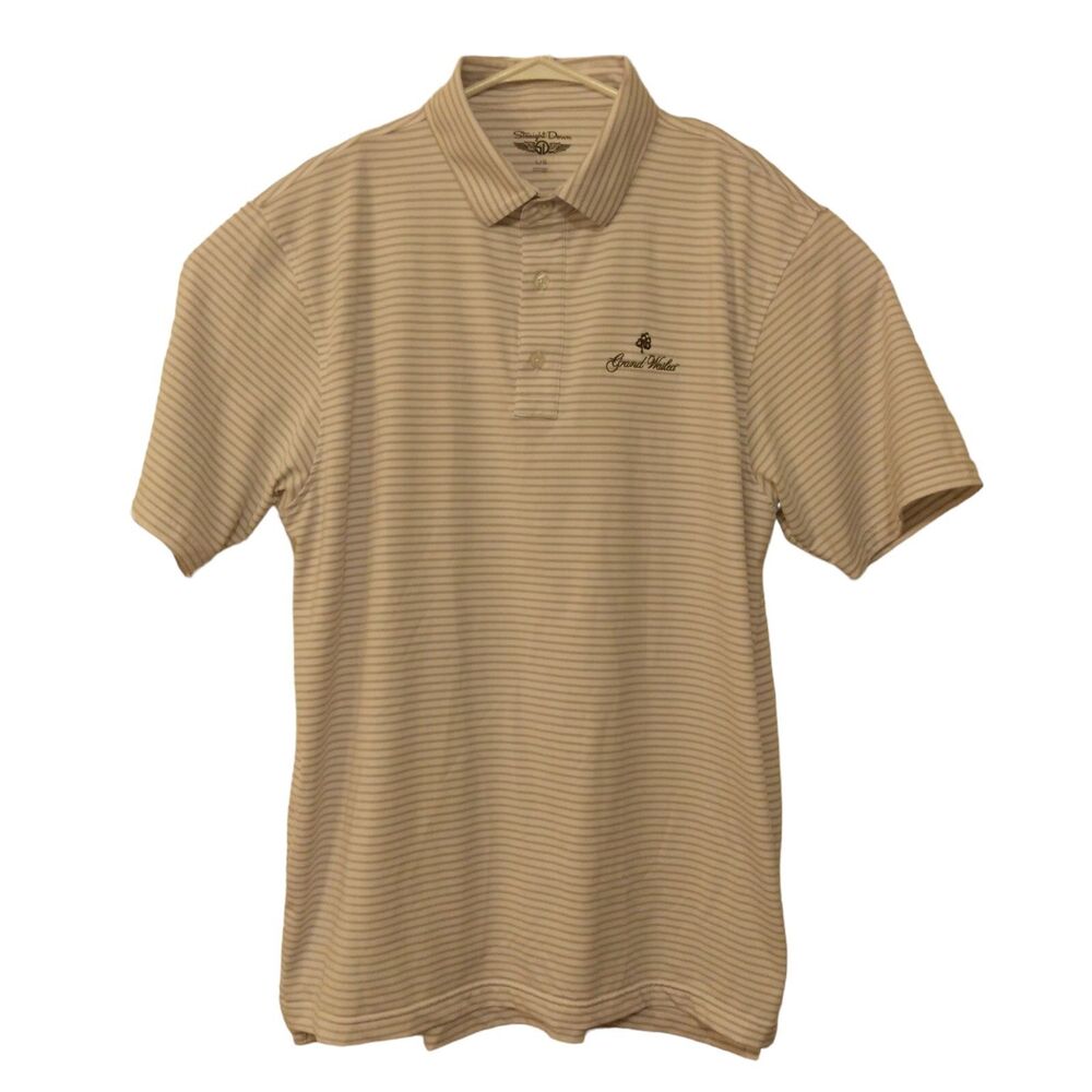 Straight Down golf polo shirt mens L Large white short sleeve performance stretc